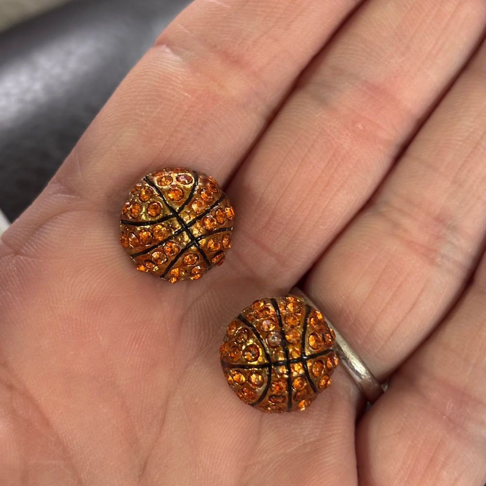 Basketball Rhinestone Earrings - Picture 4 of 5